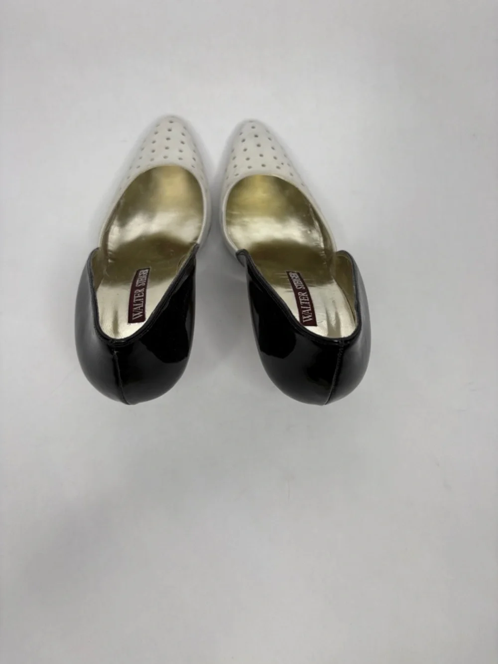 Walter Steiger Vintage Black and White Perforated Pointed-Toe Heels - Picture 4 of 6